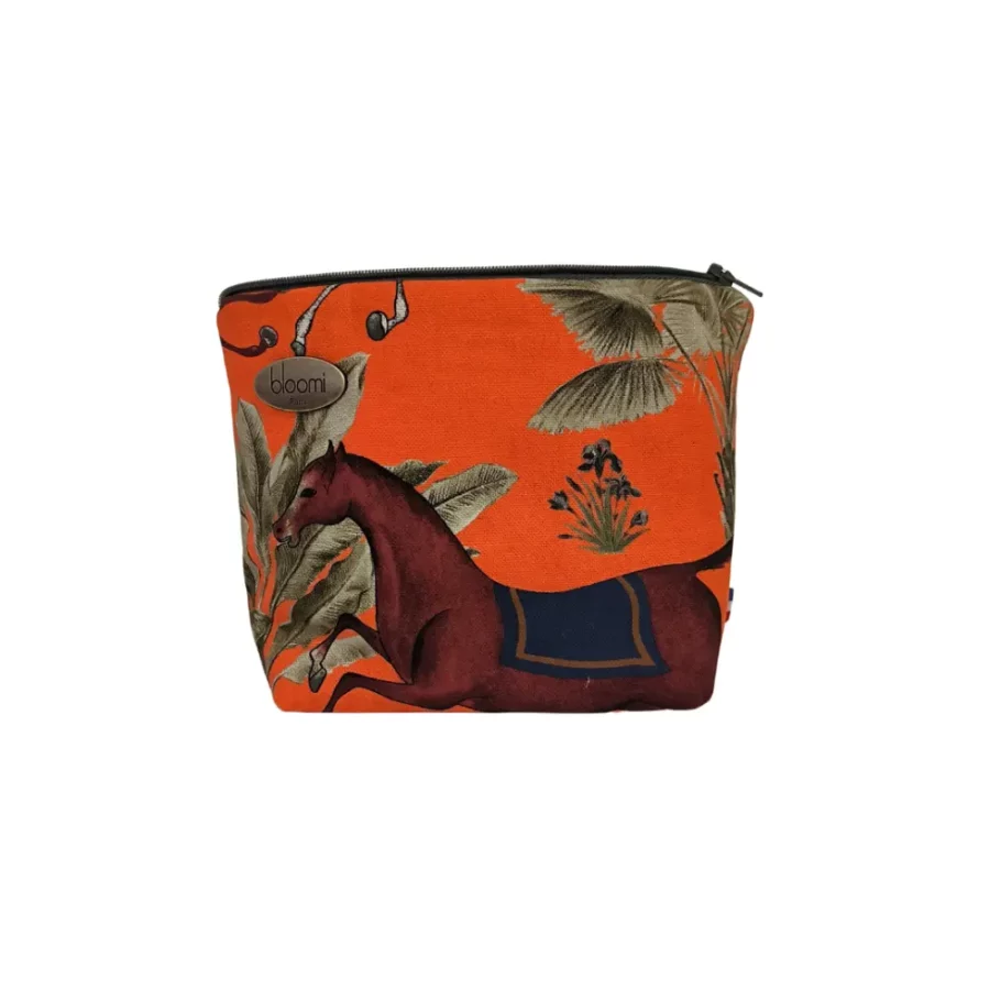 petite-trousse-toilette-matelasse-orange-chevaux-perses-cheval-marron