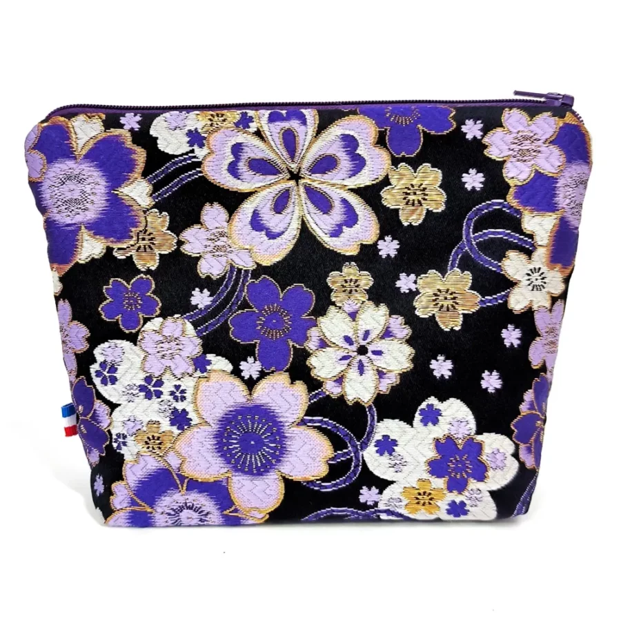 trousse-à-maquillage-tissu-précieux-kimono-japonais-violet-et-noir