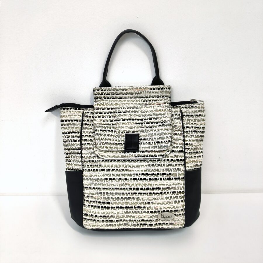 sac-dos-petit-format-tweed-noir-blanc