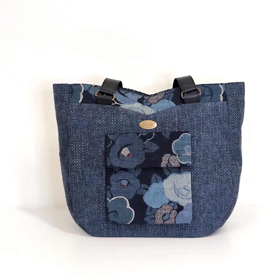 Sac Audrey Fleurs japonaises Bleu en tweed