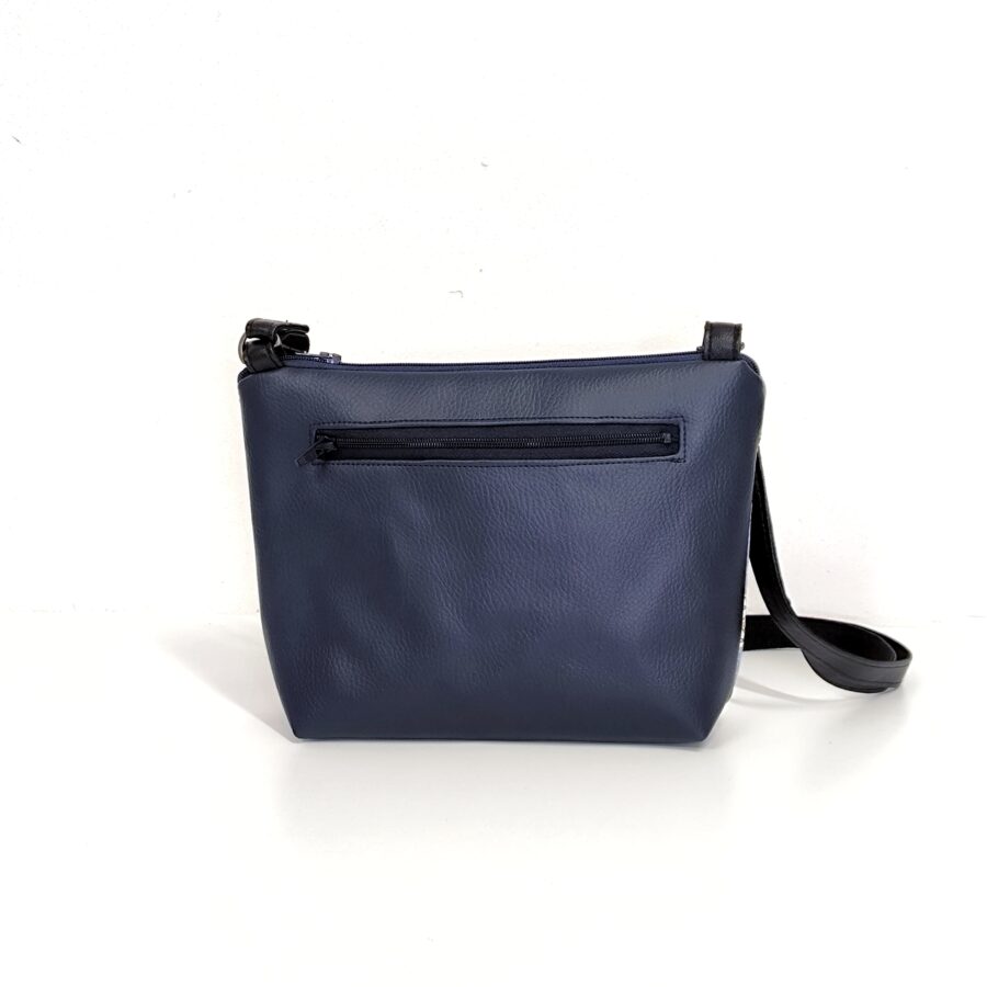 Petit sac bandoulière vegan avec Têtes de chats Bleu et Or – Image 6