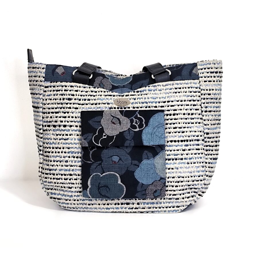 Sac Audrey Tweedy Bleu et fleurs japonaises bleues