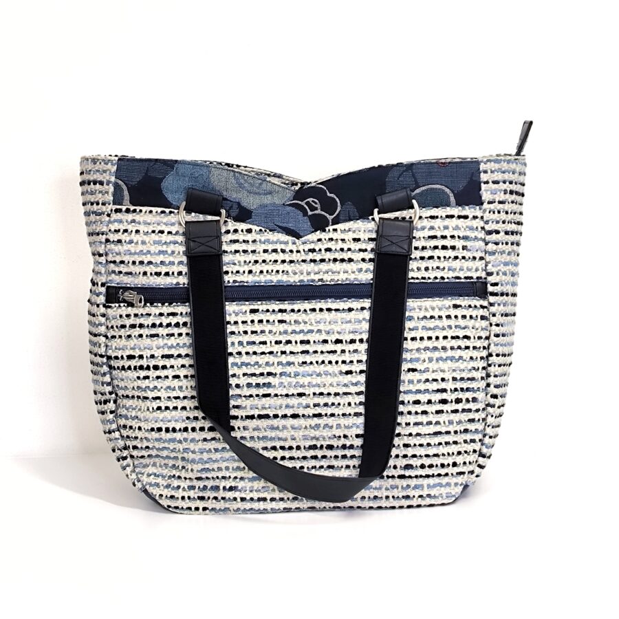 Sac Audrey Tweedy Bleu et fleurs japonaises bleues – Image 3